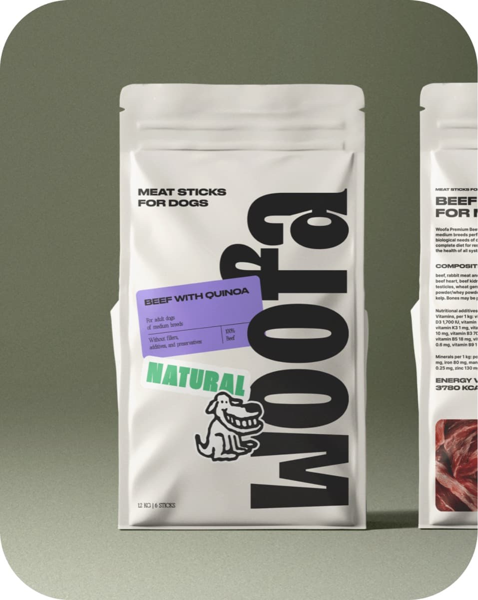 Woofa — упаковка мясных палочек для собак