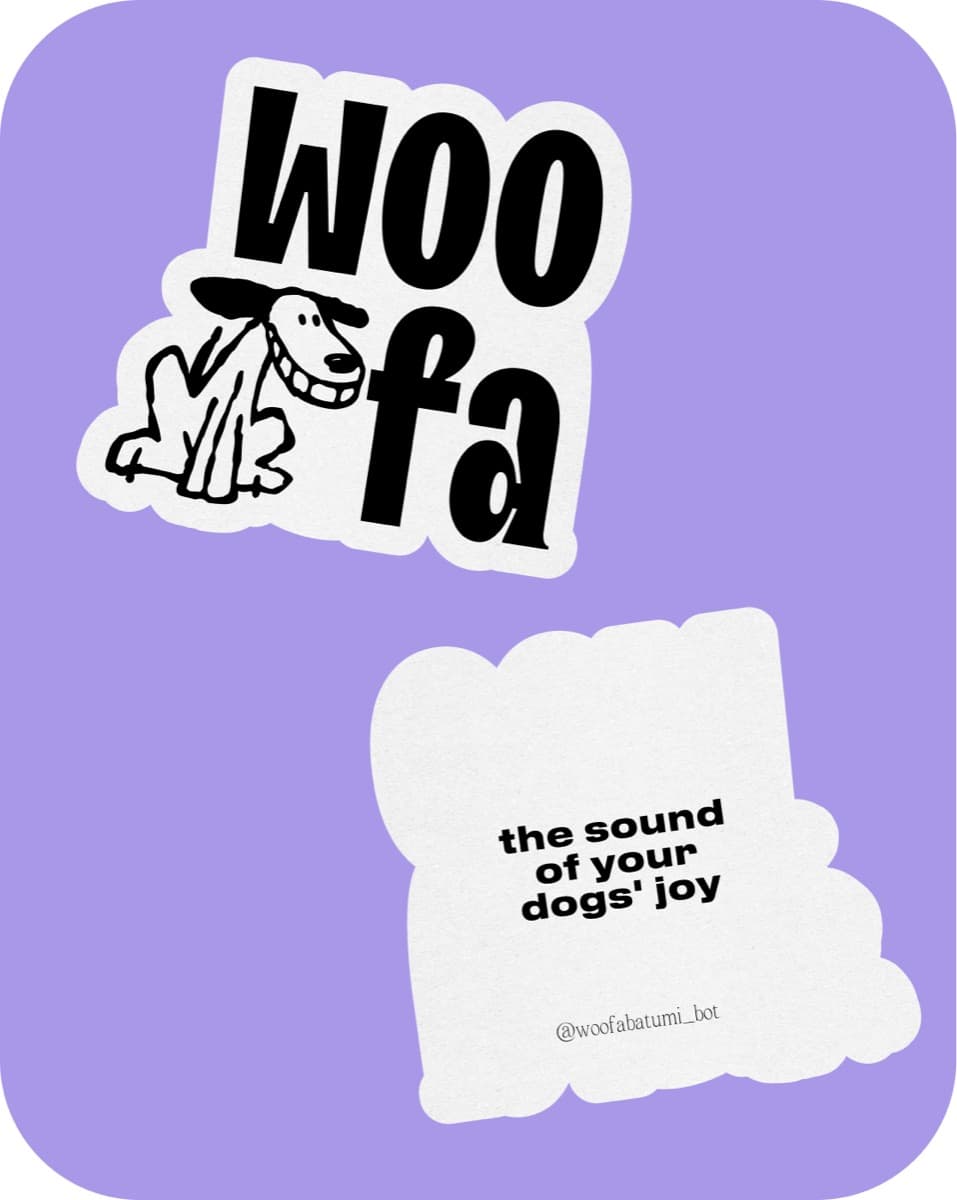 Woofa — наклейки и рисованный знак бренда